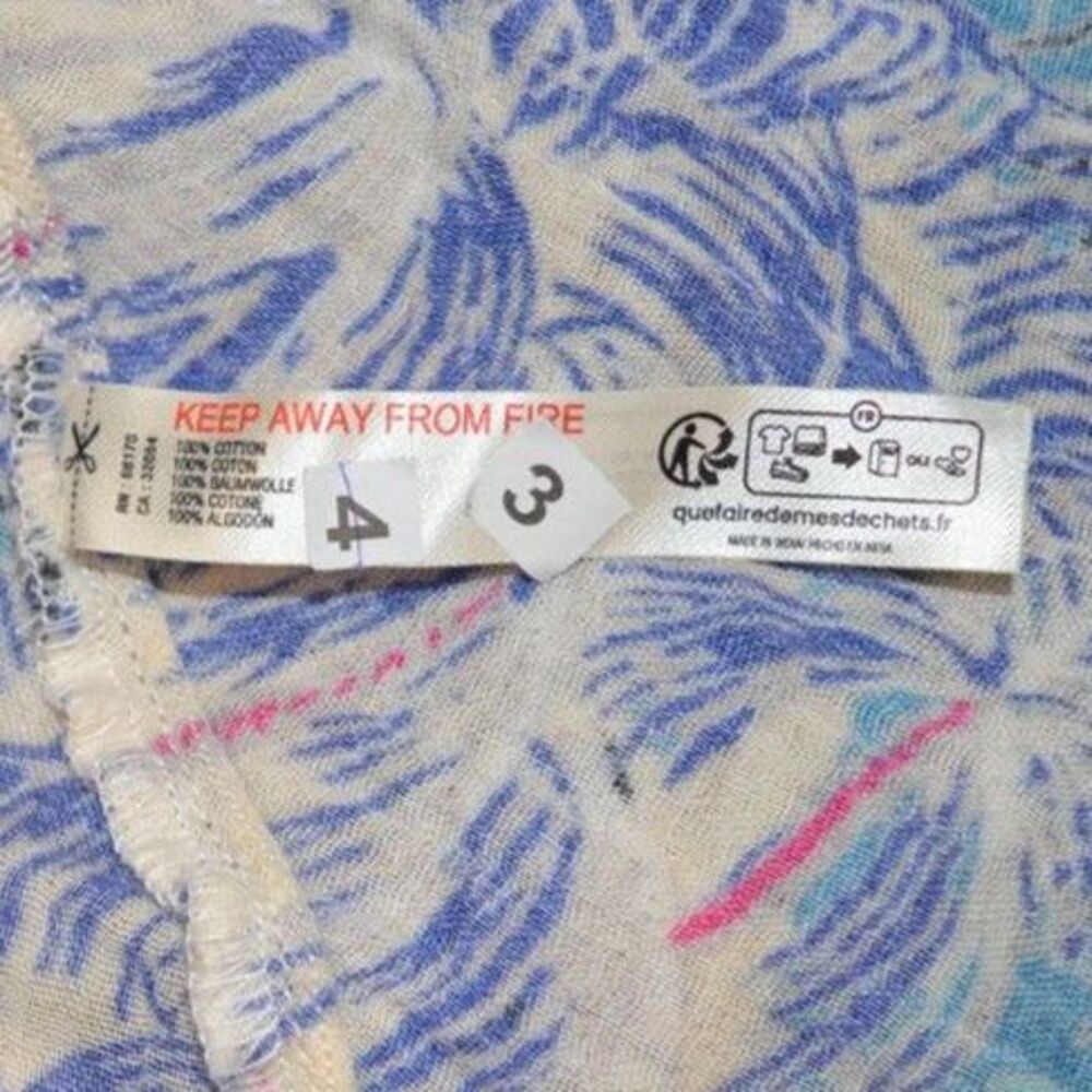 By Anthropologie Smocked Gauze Criss-Cross Dress Blue Motif Boho Medium - Picture 12 of 16